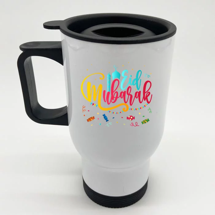 Happy Eid Mubarak Eid Al Fitr Eid Al Adha Cute Gift Front & Back Stainless Steel Travel Mug