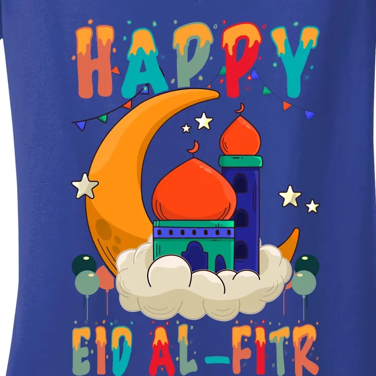 Happy Eid Mubarak For Muslim Eid Al Fitr Meaningful Gift Women's V-Neck T-Shirt