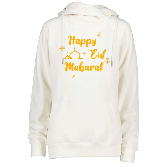 Happy Eid Mubarak Celebration Womens Funnel Neck Pullover Hood