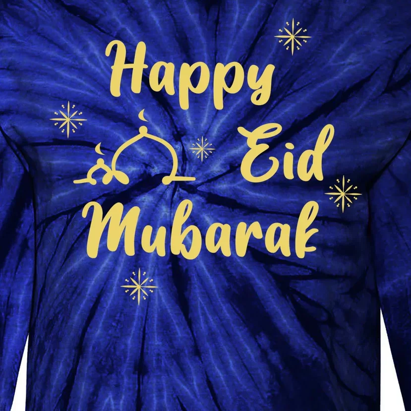 Happy Eid Mubarak Celebration Tie-Dye Long Sleeve Shirt