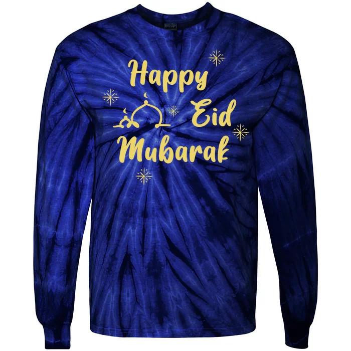 Happy Eid Mubarak Celebration Tie-Dye Long Sleeve Shirt