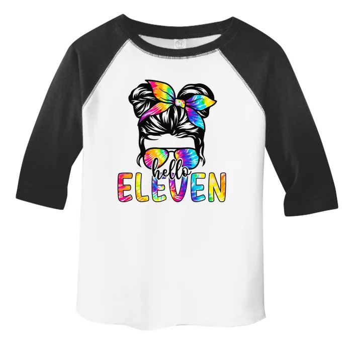 Hello Eleven Messy Bun I Am 11 Year Old Happy Birthday Toddler Fine Jersey T-Shirt