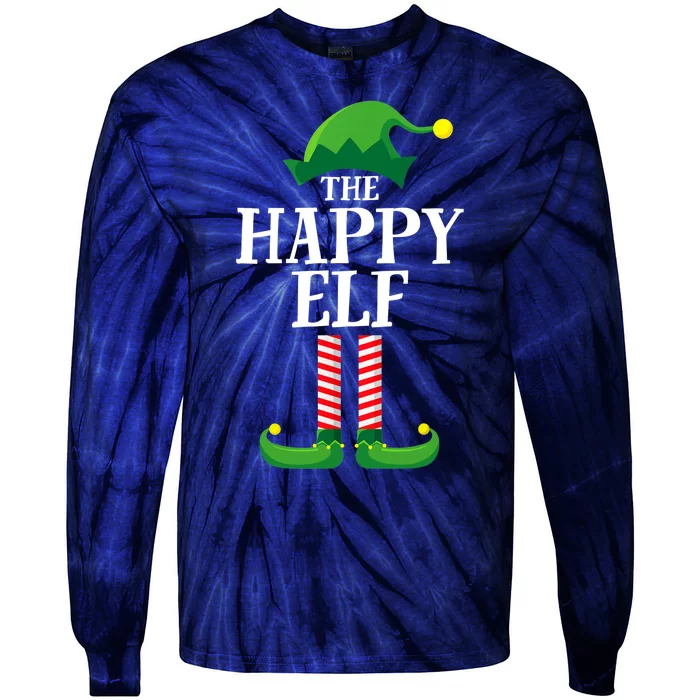 Happy Elf Matching Family Group Christmas Party Tie-Dye Long Sleeve Shirt