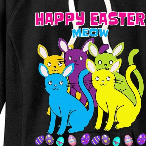 Happy Easter Meow Easter Cat For Women Love Cats Women's Fleece Hoodie