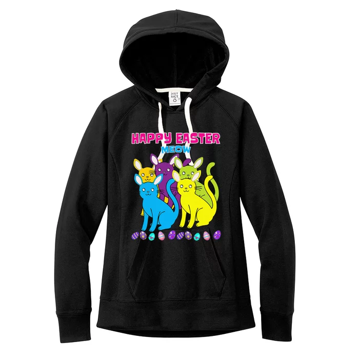 Happy Easter Meow Easter Cat For Women Love Cats Women's Fleece Hoodie