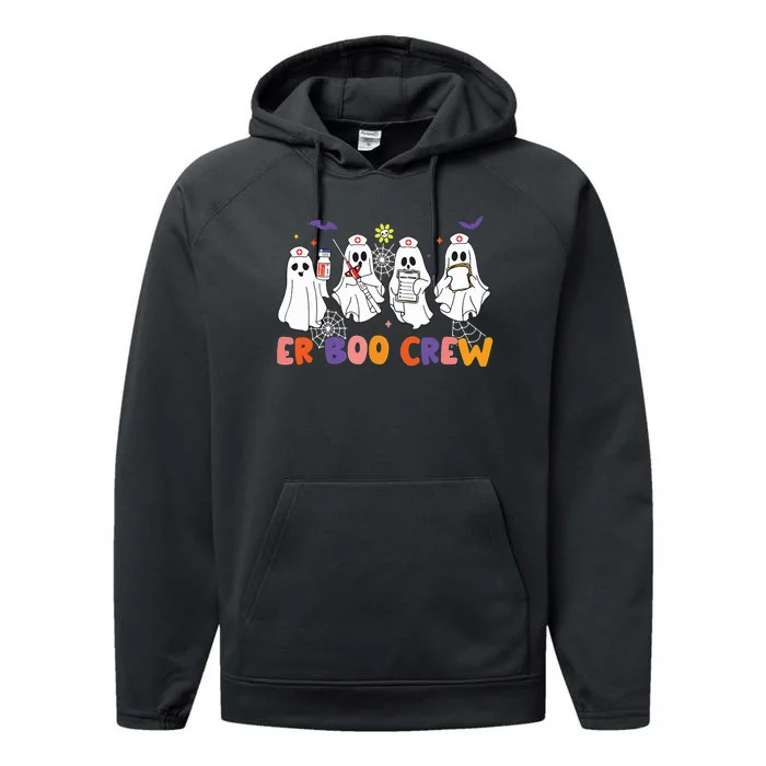 Halloween Er Nurse Er Boo Crew Funny Er Ed Nurse Tech Performance Fleece Hoodie