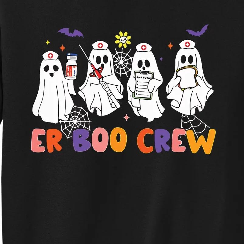 Halloween Er Nurse Er Boo Crew Funny Er Ed Nurse Tech Tall Sweatshirt