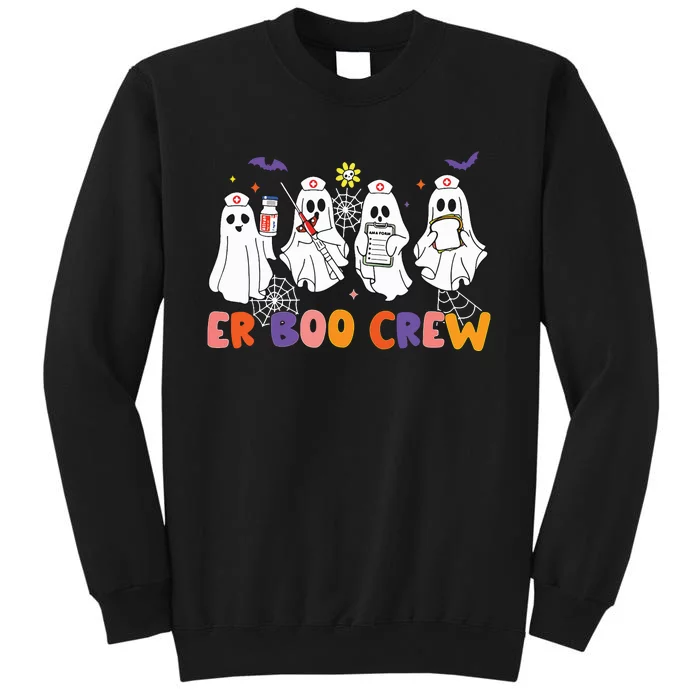 Halloween Er Nurse Er Boo Crew Funny Er Ed Nurse Tech Tall Sweatshirt