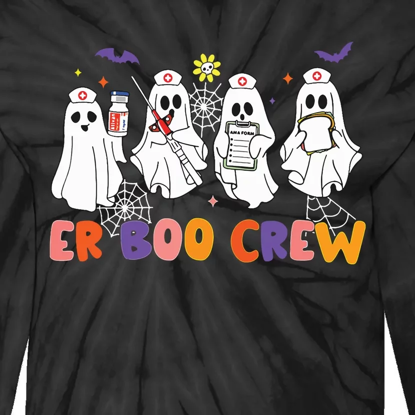 Halloween Er Nurse Er Boo Crew Funny Er Ed Nurse Tech Tie-Dye Long Sleeve Shirt