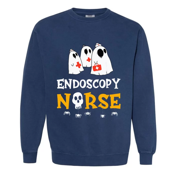 Halloween Endoscopy Nurse Costume Funny RN Nursing Ghost Garment-Dyed Sweatshirt