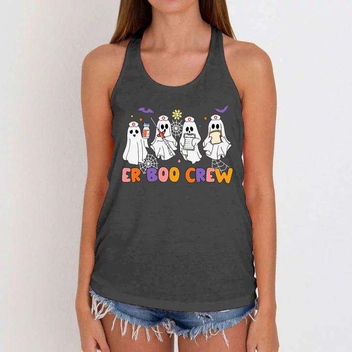 Halloween ER Nurse ER Boo Crew Funny ER Ed Nurse Tech Women's Knotted Racerback Tank