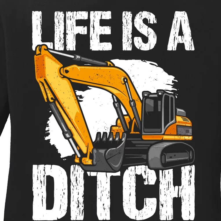 Heavy Equipment Operator & Excavator Driver Ladies Long Sleeve Shirt