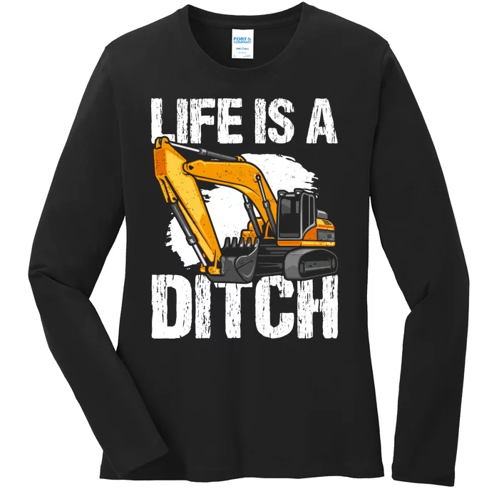 Heavy Equipment Operator & Excavator Driver Ladies Long Sleeve Shirt