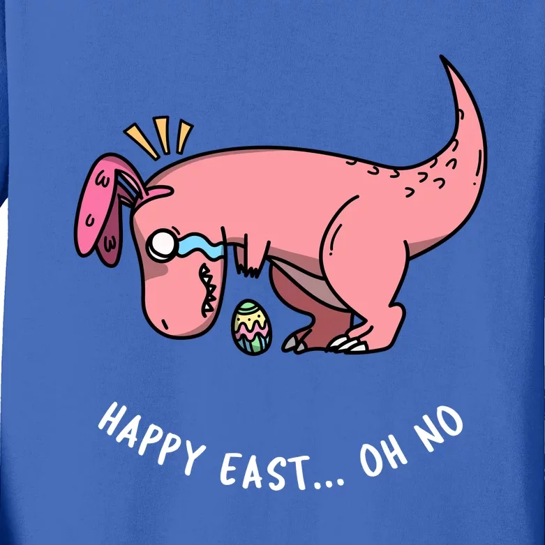 Happy Easter Oh No Funny TRex Egg Hunt Kids Long Sleeve Shirt