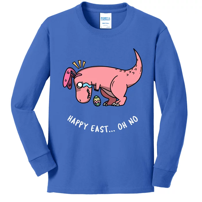 Happy Easter Oh No Funny TRex Egg Hunt Kids Long Sleeve Shirt