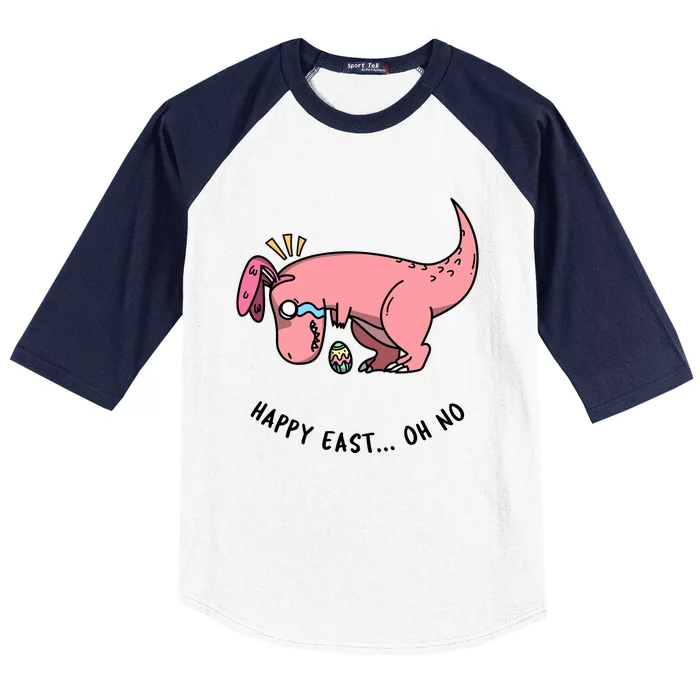 Happy Easter Oh No Funny TRex Egg Hunt Baseball Sleeve Shirt