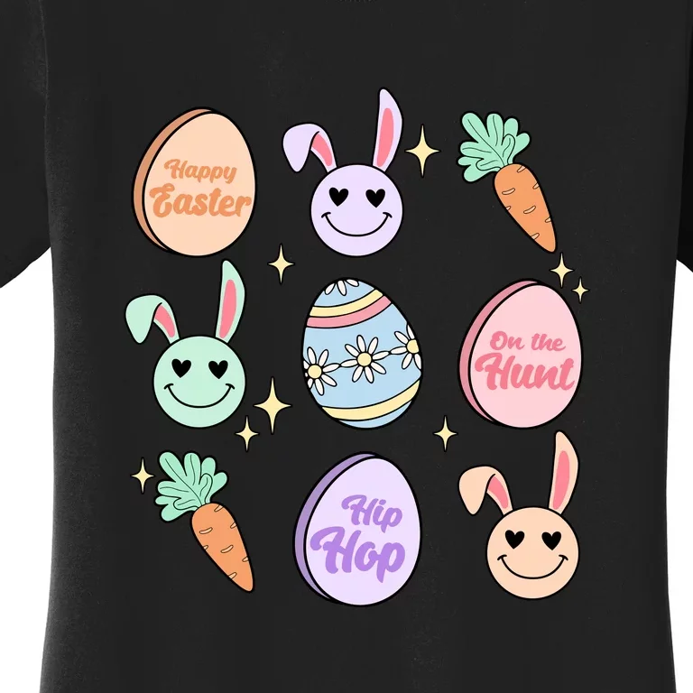 Happy Easter On The Hunt Funny Ears Bunny Retro Easter Day Women's T-Shirt