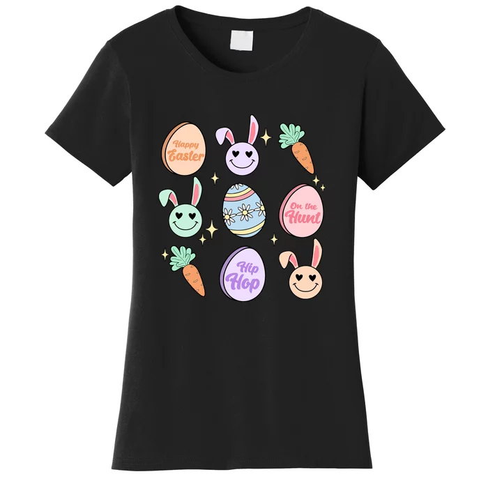 Happy Easter On The Hunt Funny Ears Bunny Retro Easter Day Women's T-Shirt