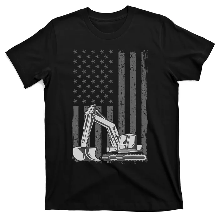 Heavy Equipment Operator Excavator Us Independence Day T-Shirt