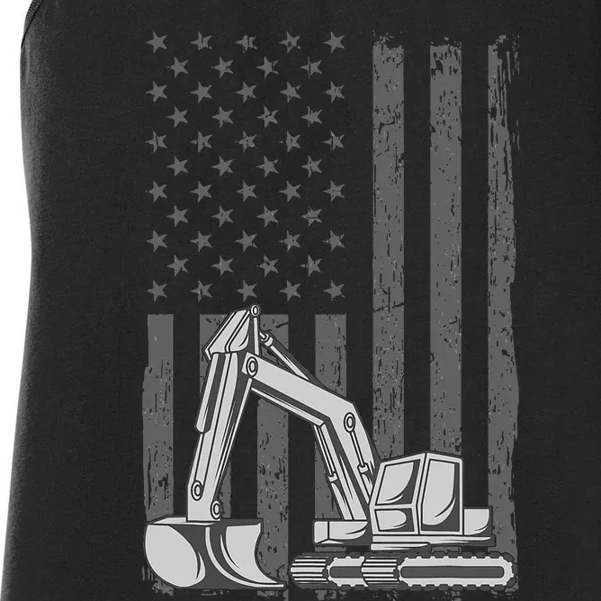 Heavy Equipment Operator Excavator Us Independence Day Women's Racerback Tank