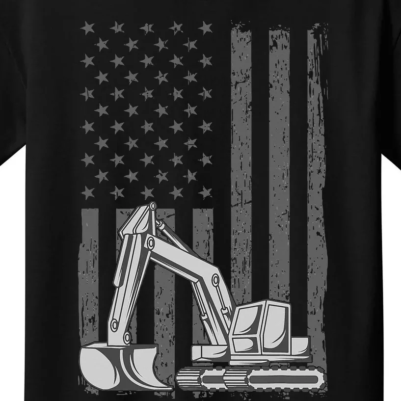 Heavy Equipment Operator Excavator Us Independence Day Kids T-Shirt