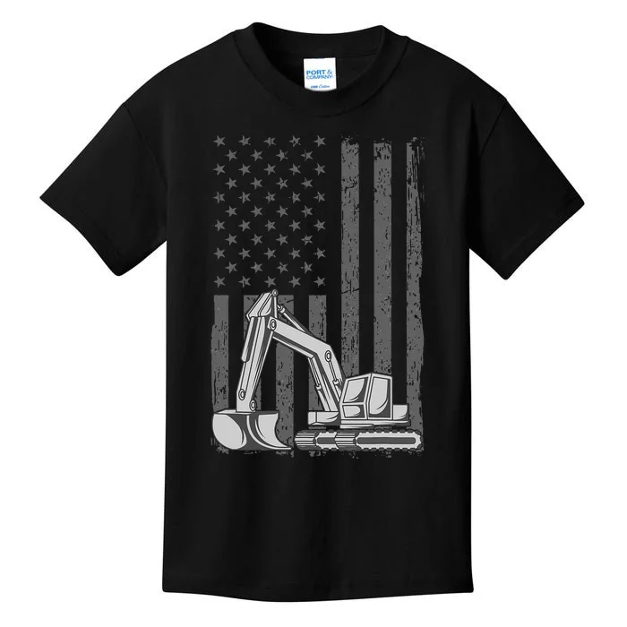 Heavy Equipment Operator Excavator Us Independence Day Kids T-Shirt