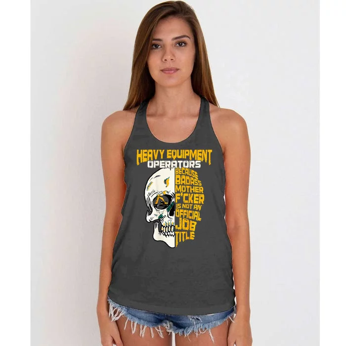 Heavy Equipt Operator Design On Back Of Clothing Women's Knotted Racerback Tank