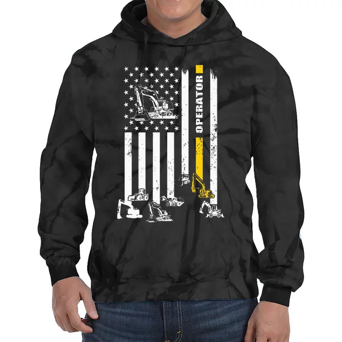 Heavy Equipment Operator Usa Flag Operator Gift Tie Dye Hoodie