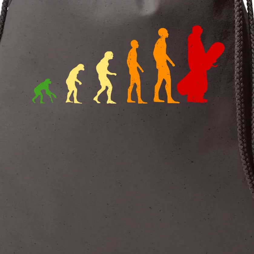 Human Evolution Of Snowboarding Drawstring Bag