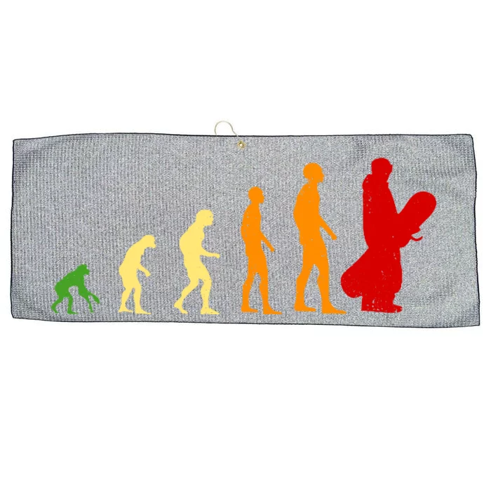 Human Evolution Of Snowboarding Large Microfiber Waffle Golf Towel