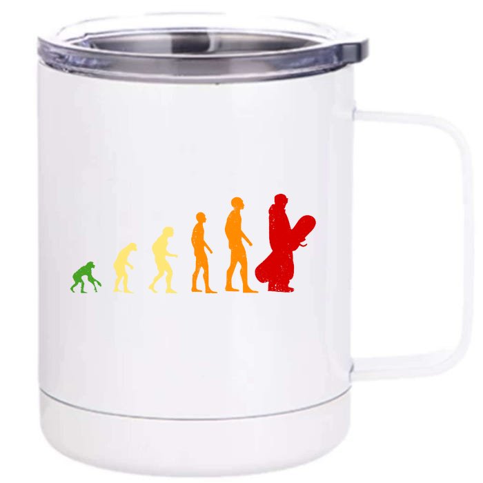 Human Evolution Of Snowboarding Front & Back 12oz Stainless Steel Tumbler Cup