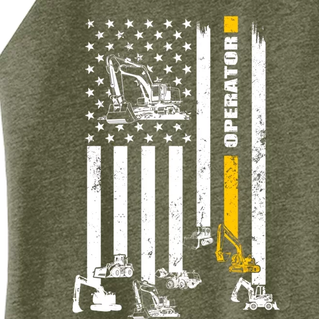 Heavy Equipt Operator Usa Flag Operator Gift Meaningful Gift Women’s Perfect Tri Rocker Tank