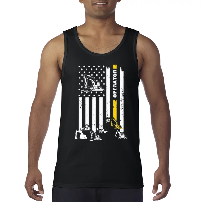 Heavy Equipment Operator USA Flag Operator Gift Tank Top