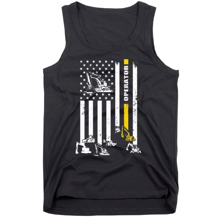 Heavy Equipment Operator USA Flag Operator Gift Tank Top