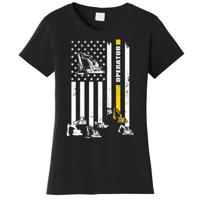 Heavy Equipment Operator USA Flag Operator Gift Women's T-Shirt