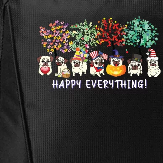 Happy Everything Pug Dog Seasons All Year Tree Lover Pug City Backpack