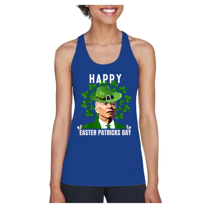 Happy Easter Patricks Day Funny Joe Biden St Patricks Day Great Gift Women's Racerback Tank