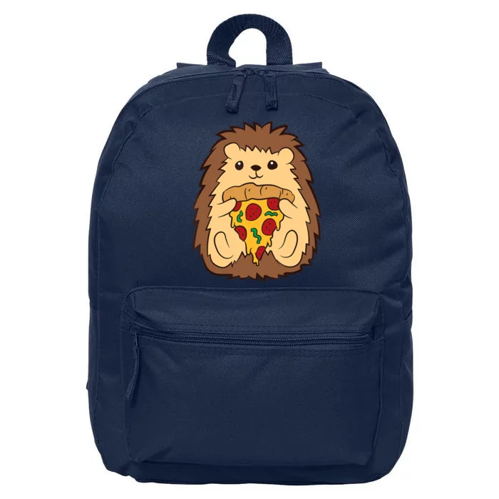 Hedgehog Eating Pizza Fast Food Pizza Hedgehog 16 in Basic Backpack