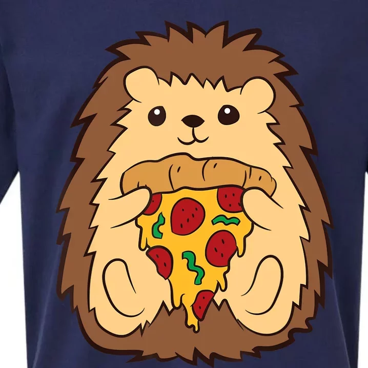 Hedgehog Eating Pizza Fast Food Pizza Hedgehog Sueded Cloud Jersey T-Shirt