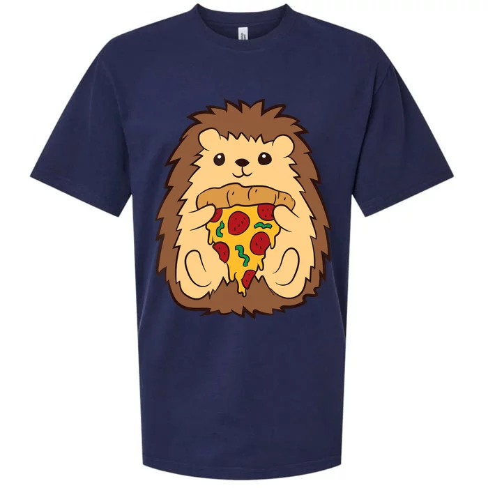 Hedgehog Eating Pizza Fast Food Pizza Hedgehog Sueded Cloud Jersey T-Shirt