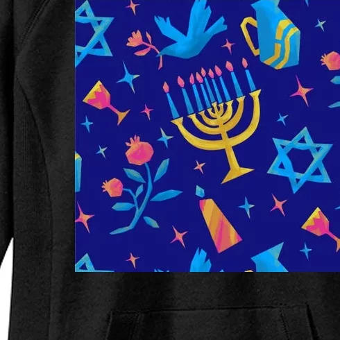 Hanukkah Elements Pattern Women's Fleece Hoodie