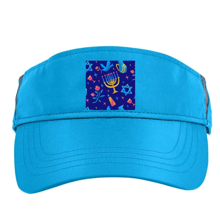 Hanukkah Elements Pattern Adult Drive Performance Visor