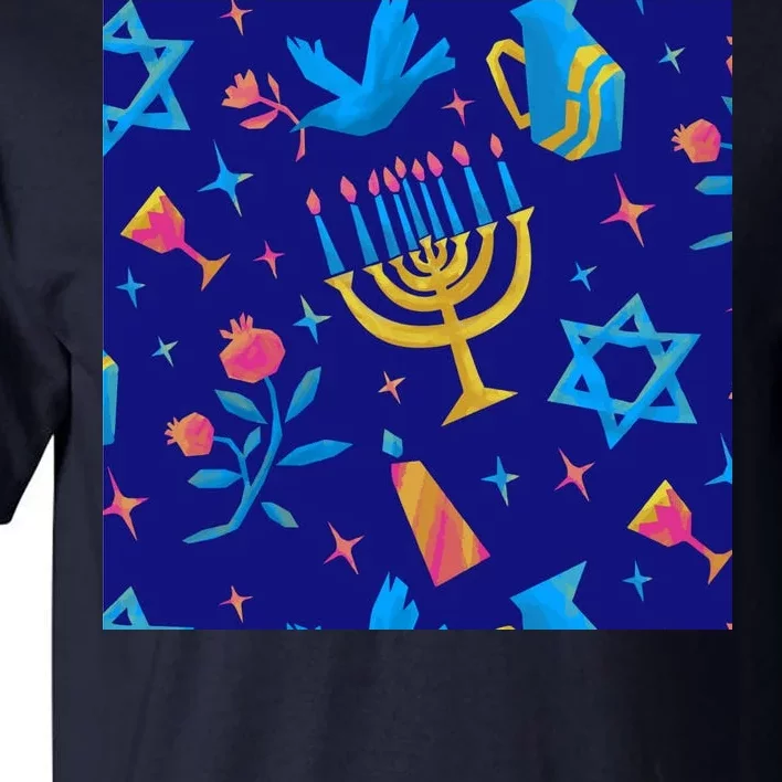 Hanukkah Elements Pattern Tall T-Shirt