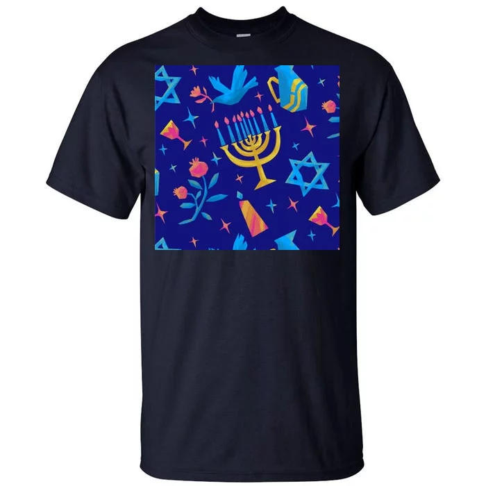 Hanukkah Elements Pattern Tall T-Shirt