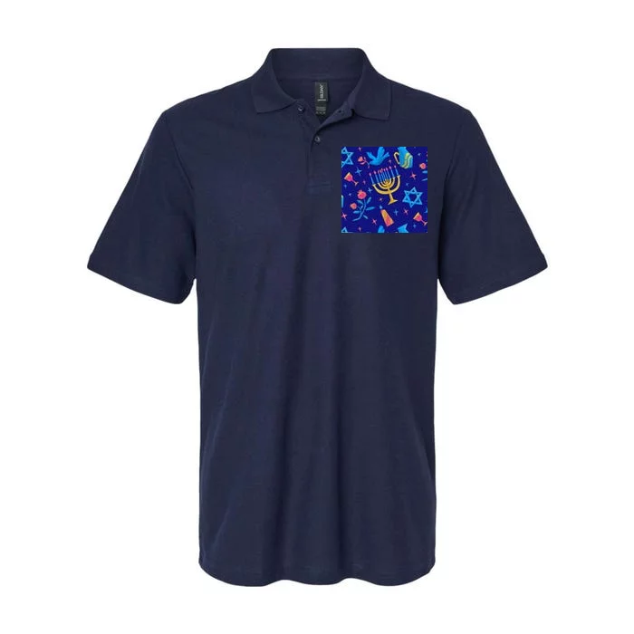 Hanukkah Elements Pattern Softstyle Adult Sport Polo