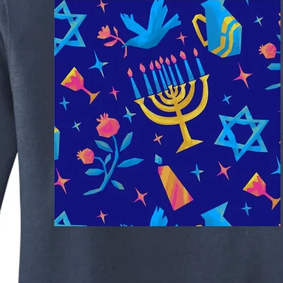 Hanukkah Elements Pattern Women's Pullover Hoodie