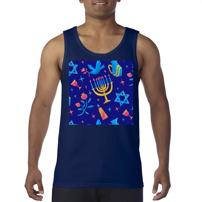 Hanukkah Elements Pattern Tank Top