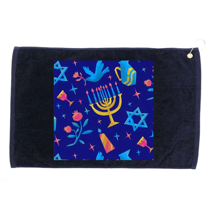 Hanukkah Elements Pattern Grommeted Golf Towel