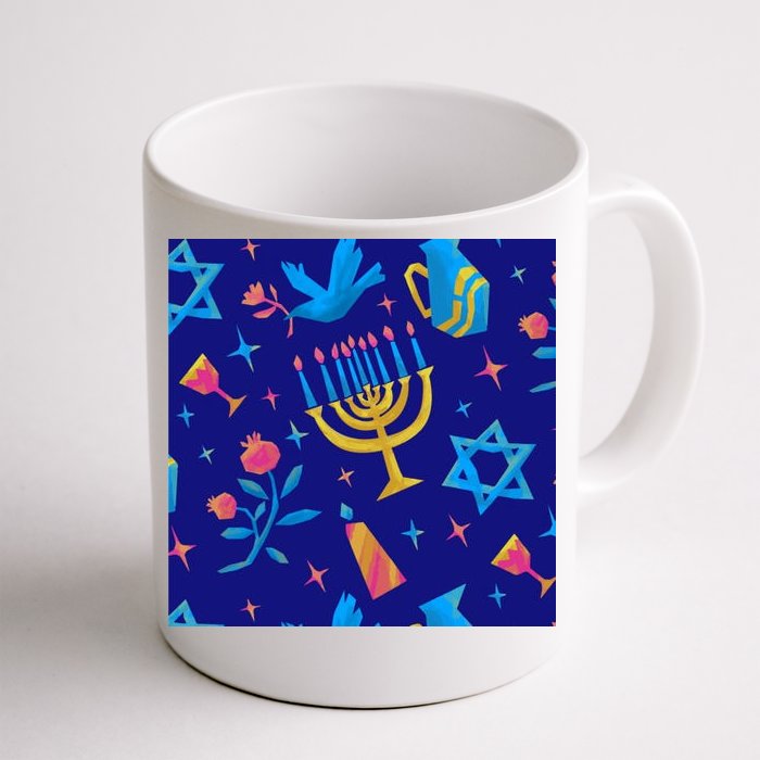 Hanukkah Elements Pattern Front & Back Coffee Mug