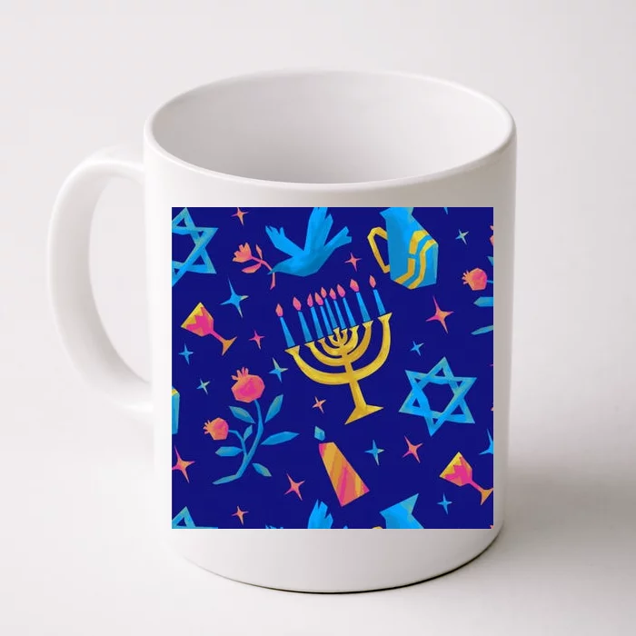 Hanukkah Elements Pattern Front & Back Coffee Mug